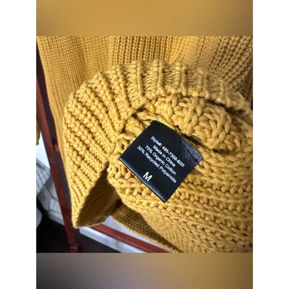 Jenni Kayne Cotton Cabin Knit Pullover Sweater Oversized Mustard Yellow